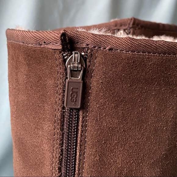 Ugg Sunset Zip Tall Boots, Chocolate Brown Sz 7 - Picture 9 of 11